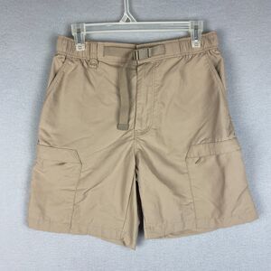 Uniqlo Men's Small Geared Cargo Shorts Beige Lightweight Nylon Ripstop Belted
